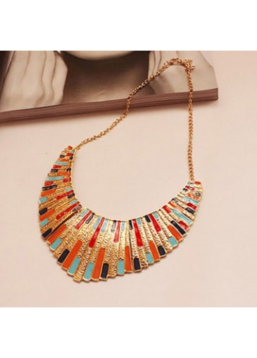 Woman Colorful Sector Necklace for Party