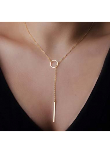 Woman Metal Necklace with Circle Golden