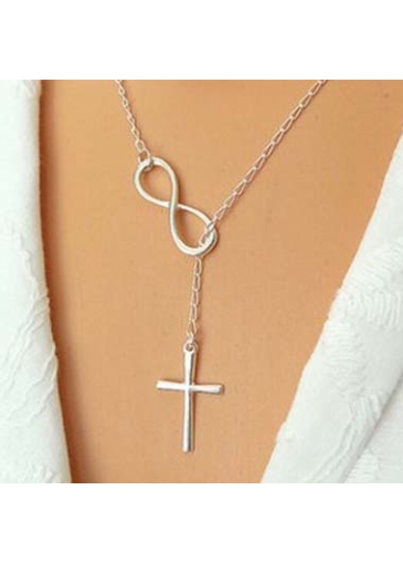 Cross Decoration Woman Necklace for Party Silver