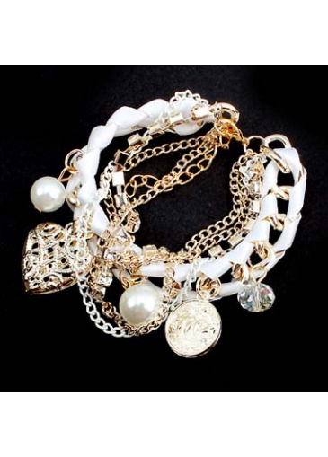 All Matched Faux Pearls Decoration Bracelet with Chains 