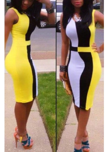 Round Neck Sleeveless Knee Length Sheath Dress