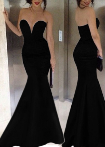 Black Sweetheart Neckline Strapless Mermaid Evening Dress