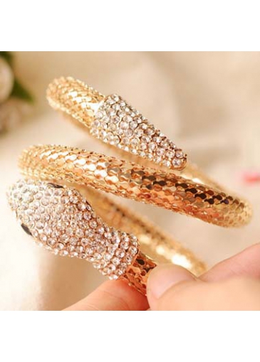Snake Shape Rhinestone Decoration Woman Bangle