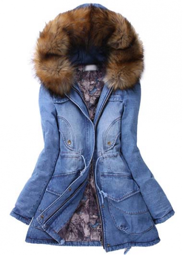 Winter Essential Zipper Closure Drawstring Waist Hooded Coat