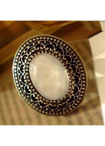 Metal Carving Design Gemstone Decorated Ring