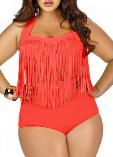 Halter Orange Oversized Two Piece Swimwear