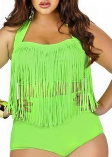 Halter Green Oversized Two Piece Swimwear