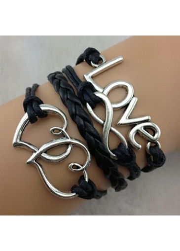 Love Infinity Decor Black Braided Bracelet