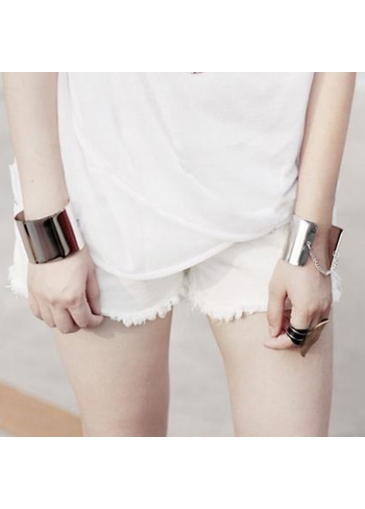 Chain Decor Silver Cuff Bracelet