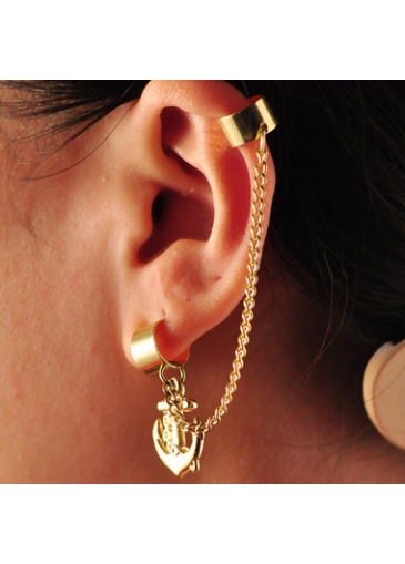 Chain Decor Gold Anchor Cuff Earrings