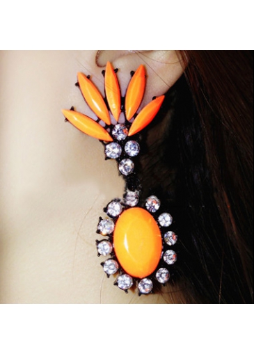 Sexy Faux Crystal Decor Orange Stone Earrings