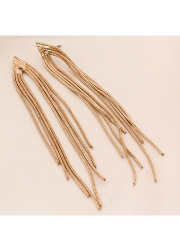 Asymmetric Golden Metal Tassel Earrings