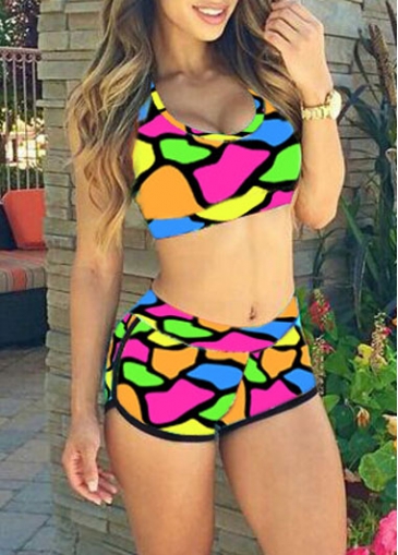 Print Crop Top and Brief Set 