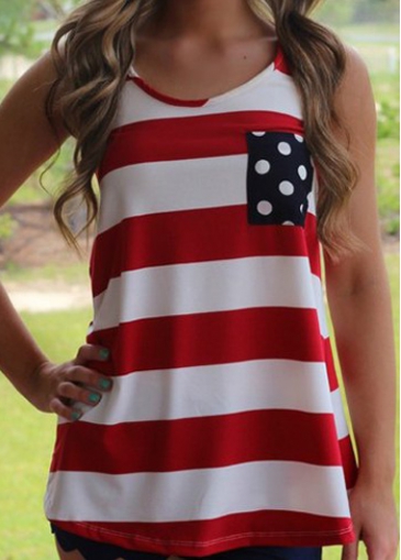 Stripe Print Color Block Tank Top