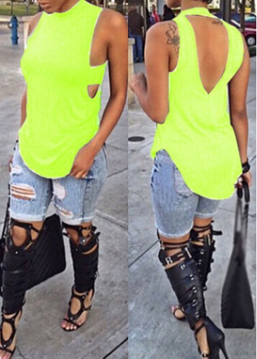 Asymmetric Cutout Back Loose Tank Top