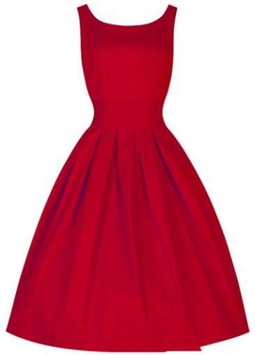 Sleeveless Pleated Red Vintage Summer Dress