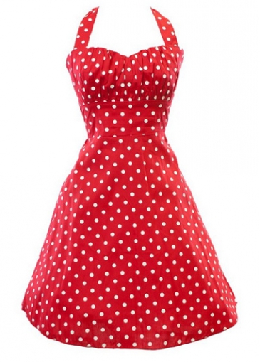 Halter Red Sweetheart Neckline A Line Dress