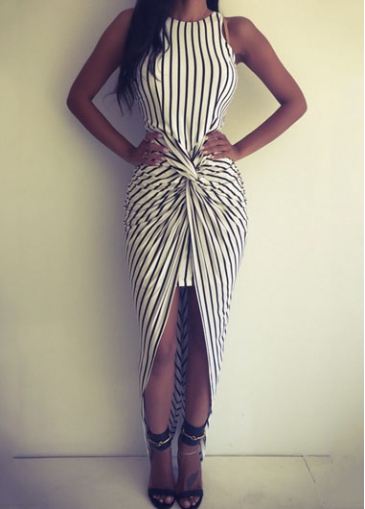 High Low Sleeveless Twisted Front Dress 