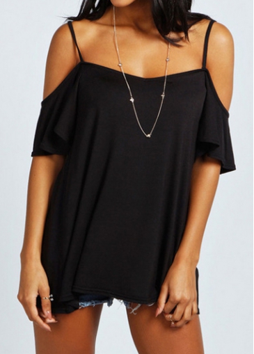 Black Off the Shoulder Loose Blouse