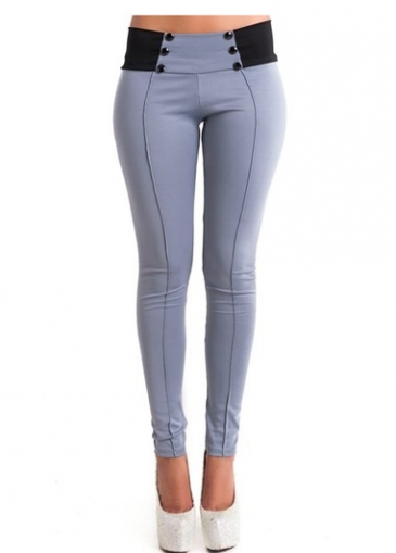 Grey Elastic Waist Ankle Length Pants