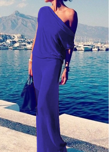 Royal Blue Skew Neck Maxi Dress