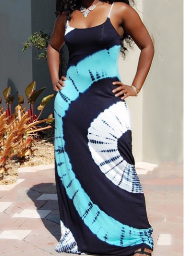 Geometric Print Sleeveless Ankle Length Dress