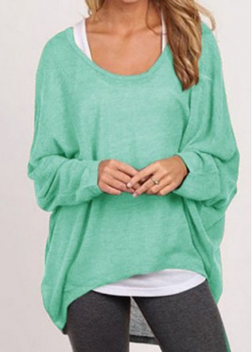 Green Long Sleeve Asymmetric T Shirt