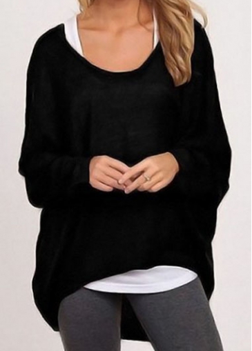 Long Sleeve Black Plus Size T Shirt