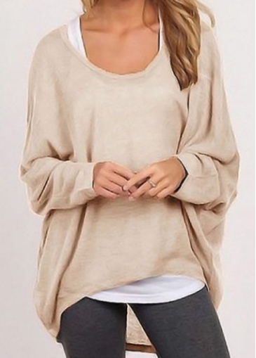 Round Neck Khaki Plus Size T Shirt