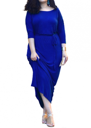 Plus Size Drawstring Waist Maxi Dress