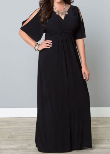 V Neck Slit Sleeve Maxi Dress
