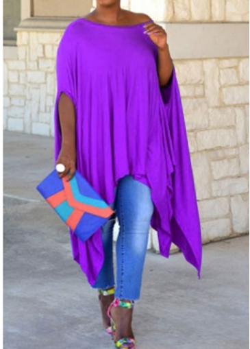 Batwing Sleeve Round Neck  T Shirt Dress