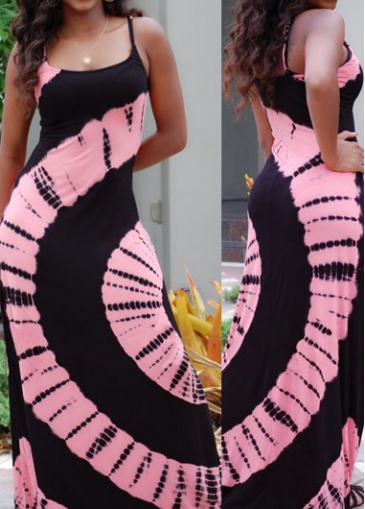 Sleeveless Open Back Printed Maxi Dress
