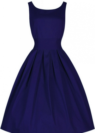 Navy Blue High Waist A Line Dress