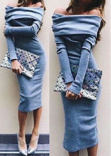 Off the Shoulder Long Sleeve Sheath Dress