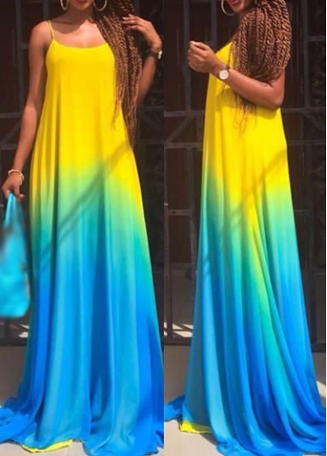 Open Back Sleeveless Printed Maxi Dress