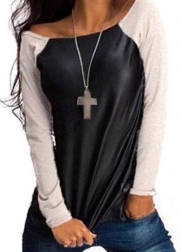 Black and Grey Long Sleeve T Shirt