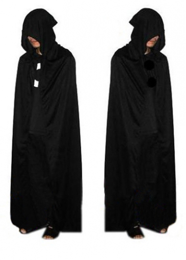 Solid Black Hooded Collar Death Costumes 