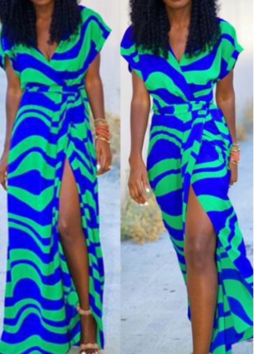 Batwing Sleeve High Slit Maxi Dress