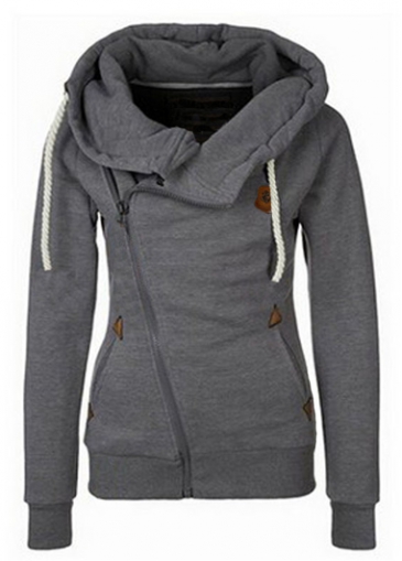 Dark Grey Pocket Design Hooded Sweats