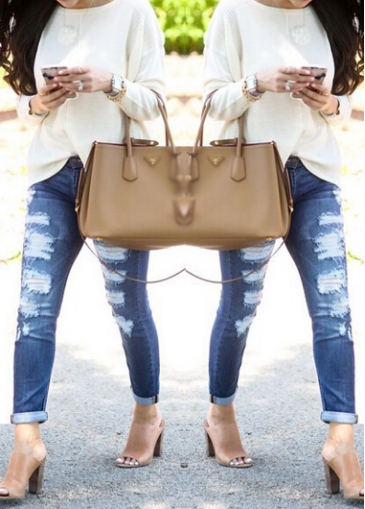 Zipper Fly Blue Ankle Length Jeans