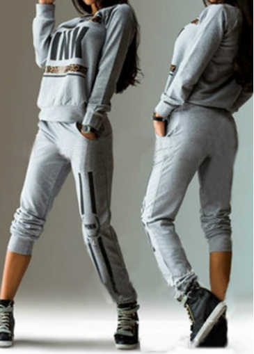 Grey Round Neck Top and Ankle Length Pants