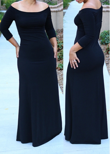 Off the Shoulder Black Maxi Dress