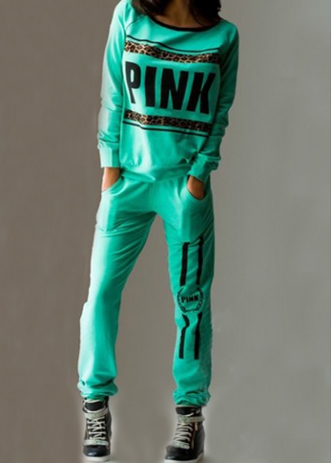 Long Sleeve Letter Pattern Sweatshirt and Pants