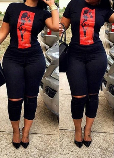 Short Sleeve Top and Skinny Pants