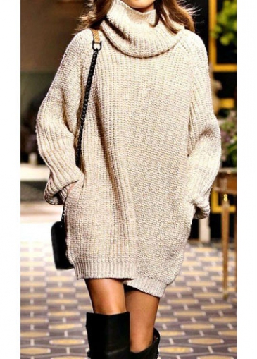 Long Sleeve Turtleneck Straight Sweater Dress