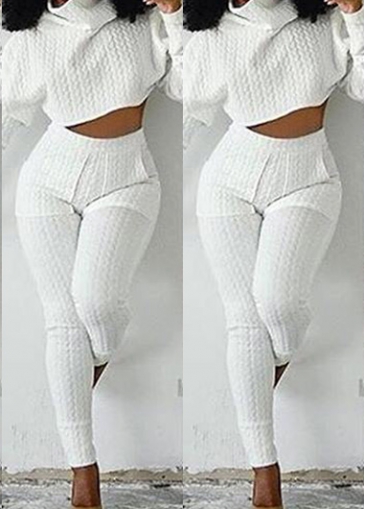 White Long Sleeve Crop Top and Pants