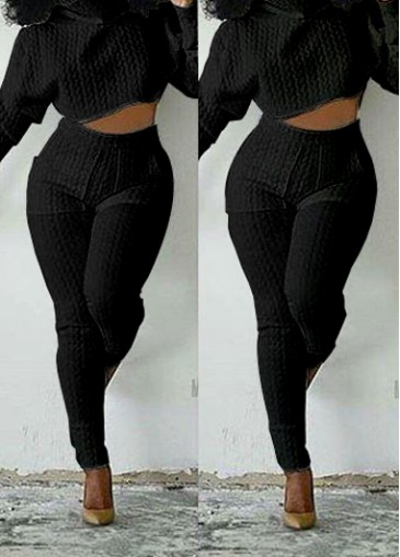 Long Sleeve Black Two Piece Jumpsuit