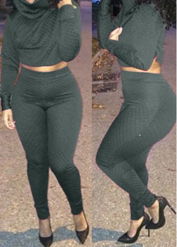 Dark Green Turtleneck Two Piece Jumpsuit