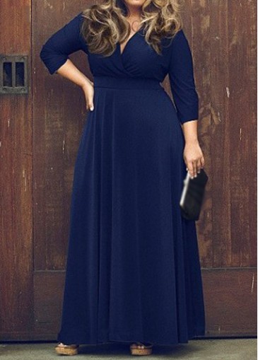 Navy Blue High Waist Maxi Dress 
